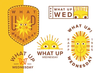 What Up Wedneday Icons badge branding icons illustration logo sun