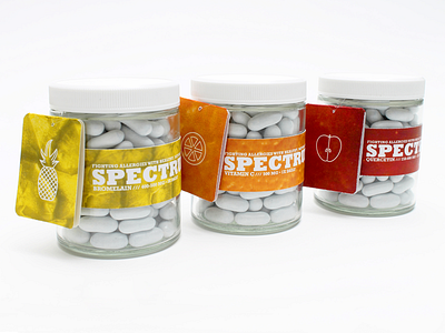 Spectrum Vitamins fruits identity logos orange packaging red texture vitamins yellow