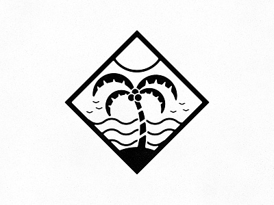 Palm Badge badge beach birds design icon illustrator palm palm tree sun vector waves