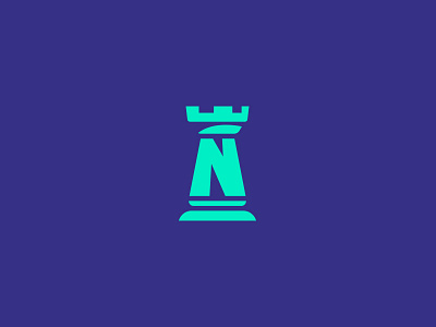 N stands for "not this time, rook" blue chess data defense digital green icon logo n rook security tower