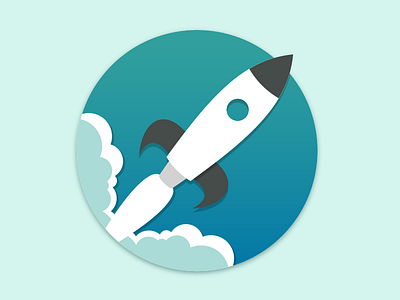 Launch design flat icon illustration launch rocket semiflat ship space