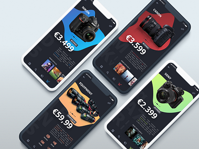 Camera order app camera colorful creative dark design mobile order photography shop ui