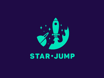 StarJump branding branding icon logo planet rocket space star