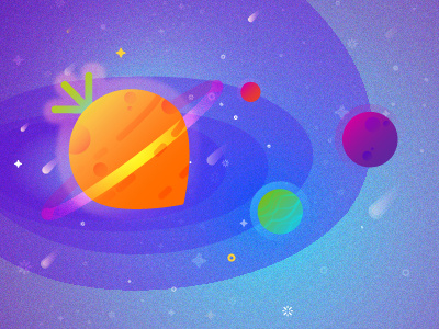 Veggies Follies Planets carrot green orange planets stars vegan veggies