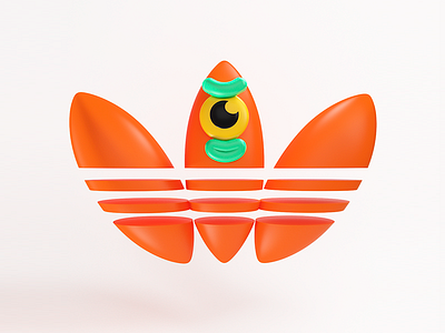 Adidas Orange 3D Face 3d adidas cgi character colors design funny illustration maxon neon