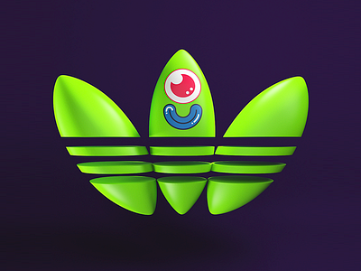 Adidas Green 2D Face 3d adidas cgi character colors design funny illustration maxon neon