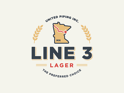 Line 3 Lager Logo beer brew clean duluth lager logo mark minnesota pipeline state wheat