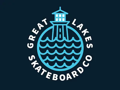 Great Lakes Skate Co badge branding identity lighthouse lock up logo mark skate skateboarding