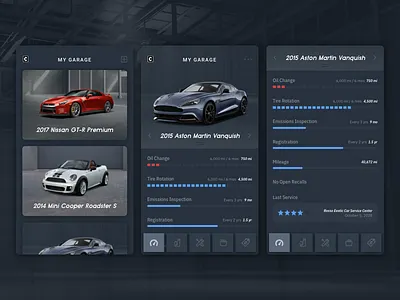 Hackathon - My Garage and Stuff app car data gaming garage hackathon list maintenance mobile oil change ux visual design
