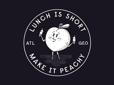 Make it Peachy atlanta badge halftone ice cream illustration peach type