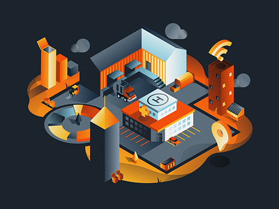 Sequoia Waste Management Isometric Illustration data garbage health hospital icons illustration isometric location texture trash website