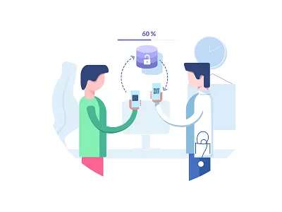 Data Sharing creative digital art illustration website banner