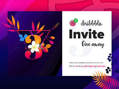 Dribbble Invite debut design dribbble flowers graphic illustration invite logo tropical