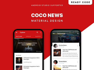 COCO NEWS UI KIT with Material Design android app template design mobile news uikit