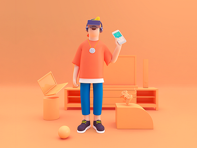 People/geek， 66 credit days. 3d c4d the character image