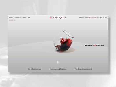 Aura Glass animation motion page web