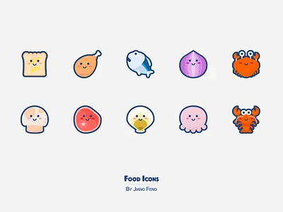 Food Icons 02 bread crab fish food icon meat onion seafood