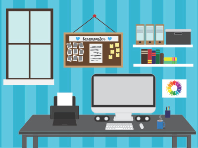 Desk flat design illustrator