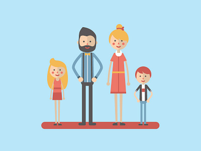 happy family 2d character design family flat illustration kid man parents people simple woman