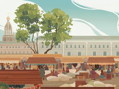 Bread Fair in St. Petersburg XIX c bread fair history illustration russia