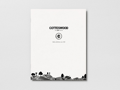 Cotteswood brand brochure design illustration monotone print woodcut