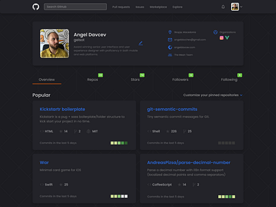 Github Dark Preview dark mode dark theme github redesign ui ux web design