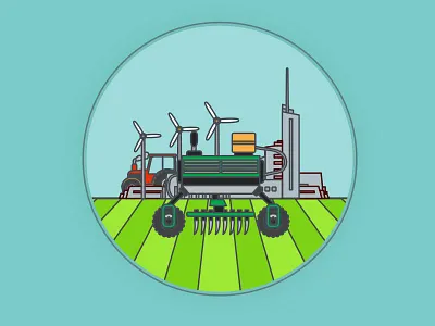 Farmbot 2000 agriculture bio crop farm farmbot green harvest hay illustration modern vector wind
