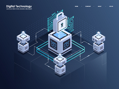 Abstract isometric illustration. Template for web and apps. ar cyber data digital flat future illustration isometric server virtual vr