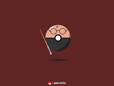 Harry Potter Pokeball flat graphic harry potter icon pokeball pokemon vector wizard