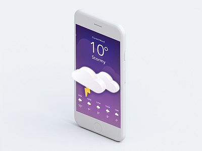 Tonight's mood - Weather App app illustration illustrator ios isometric photoshop sketch ui weather