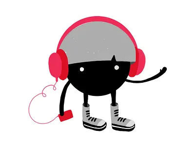 Bowlcut Character Jamming With Headphones character critter cute doodle fun music ray of light shoes stickermule