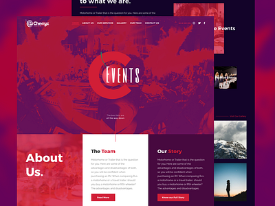 Cherry Events Website blue dark dj event management music party red song ui web wedding