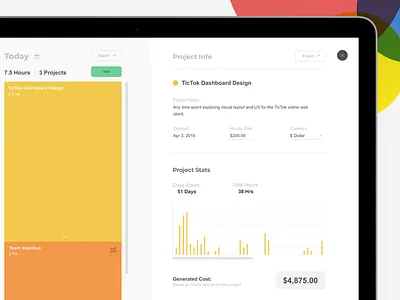 TicTok Web Portal application dataviz productivity statistics task manager task monitor time tracking web