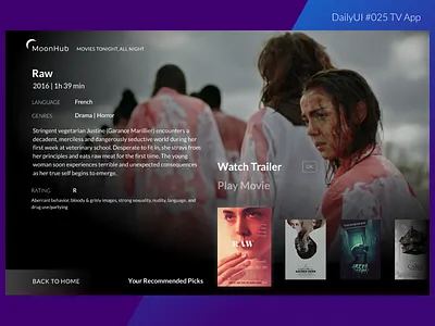 DailyUI 025 TV App design idk large screen lato movies playlist smart ui