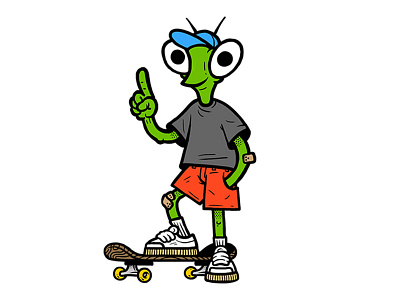 Mantis Boy boy character cute extreme fun green kid mantis patch skateboard street style