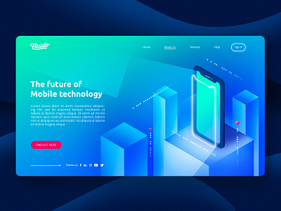 Fluido Hero Header #07 branding device gradient hero laptop sketch slider tech ui ux web website