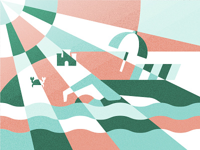 Lone Swimmer beach flat grain illustration minimal noise resort retro swimmer swimming texture