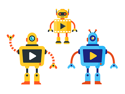 Bots characters bot character flat robot simple streaming vector