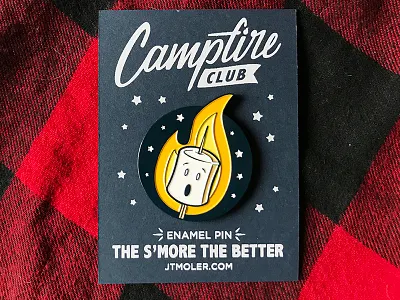Toasty Mallow Enamel Pin campfire enamel fire flannel hand lettering illustration lumberjack marshmallow outdoors pin smore stars