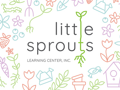 Little Sprouts Wordmark birdhouse childcare daycare fruit garden learning logo logotype sprout vector wordmark