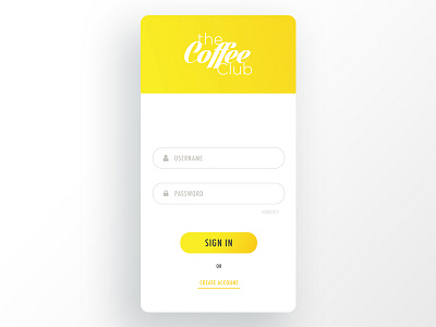 The Coffee Club coffee sign in ui ui design