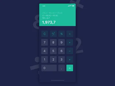 Daily UI #004 - Calculator blue calculator daily ui dailyui dark green