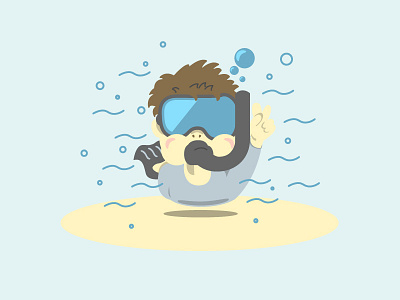 Scuba Dude doodle illustration islands scuba sketch summer swimming vacation vector