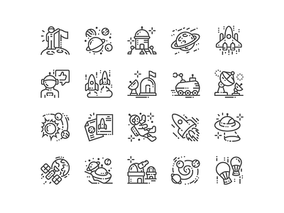 Space Exploration Icons design exploration icon icons perfect pixel simple space svg web