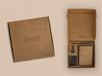 Welcome kit box compass fashion gift kit kraft lines map notebook parfois welcome