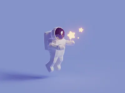 Stars astronaut b3d blender illustration isometric low poly render space star