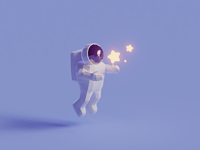 Stars astronaut b3d blender illustration isometric low poly render space star