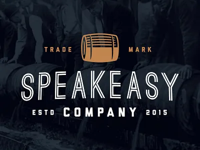 Speakeasyco Logo 1920 alcohol barrel clean cocktail flat hipster logo old school prohibition simple speakeasy