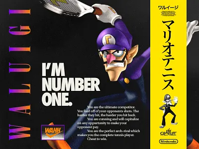 Waluigi ad layout mario nintendo tennis video games waluigi