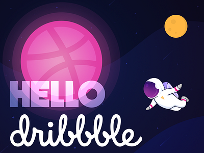 Hello Dribbble! debut dribbble first hello illustration shot space spaceman